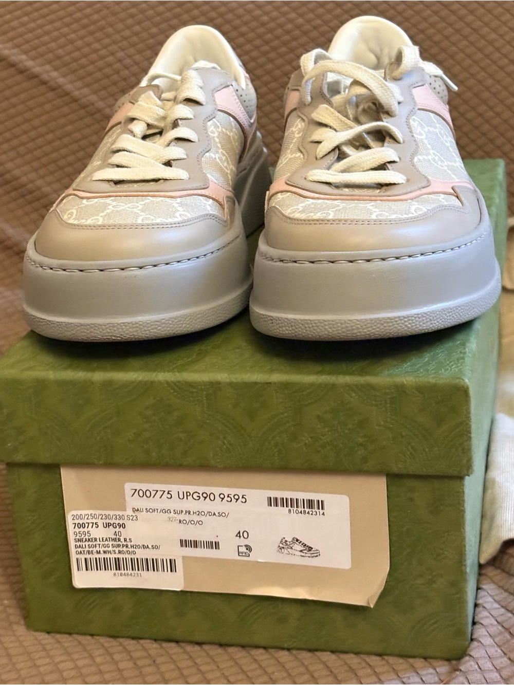 Gucci Neutral Beige/Gray Platform Sneakers Women’s 9
